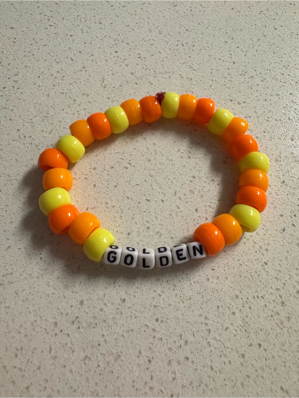 Golden Word Beaded Bracelet Friendship Concert Elastic Stretch Yellow Orange